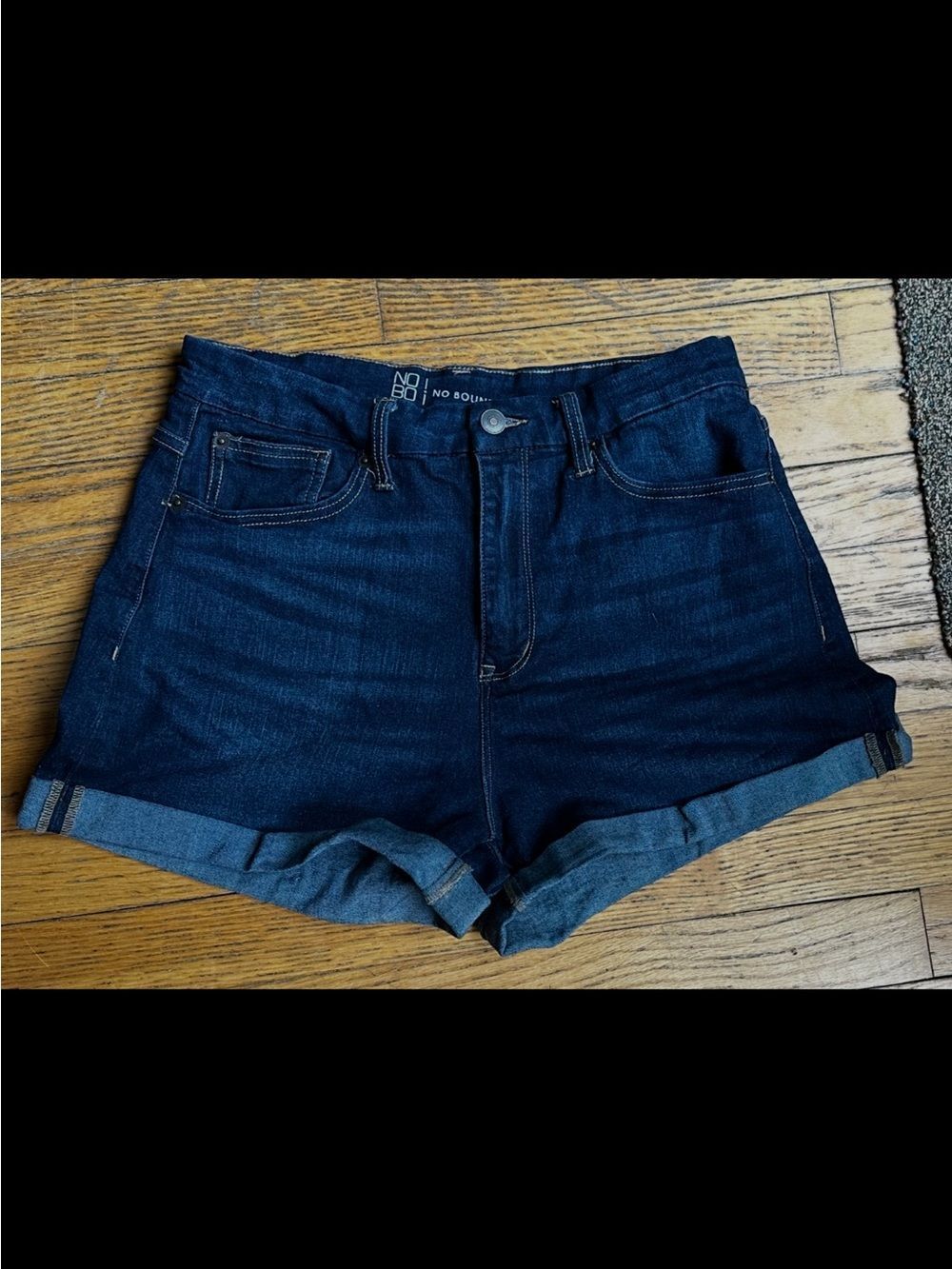 No Boundaries Dark Blue Rolled Cuff Denim Shorts
